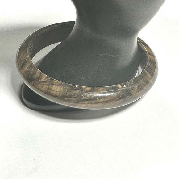 Brown & Beige Swirled Bangle Bracelet Plastic Retro Earthy Colors - Picture 5 of 6